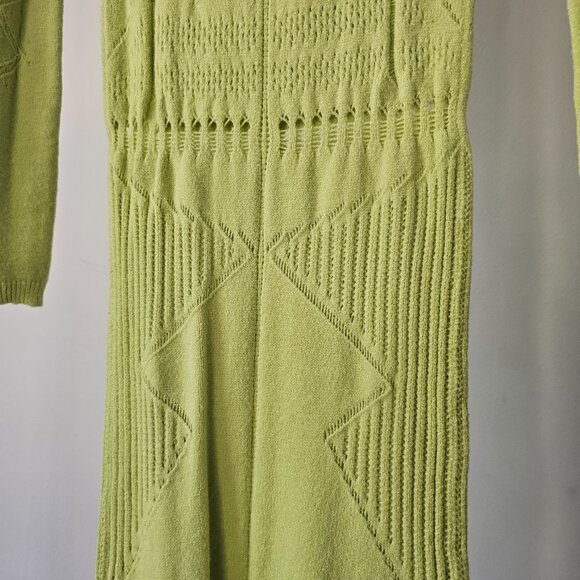 Soft Lime BodyCon Viscose Peek-A-Boo Knit Dress - Picture 6 of 8